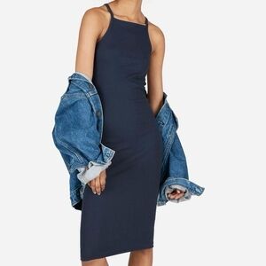 Everlane Pima Cotton Ribbed Midi Maxi Dress – Navy Blue